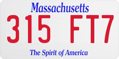 MA license plate 315FT7