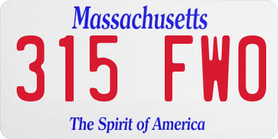MA license plate 315FW0