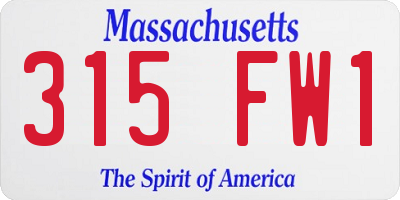 MA license plate 315FW1