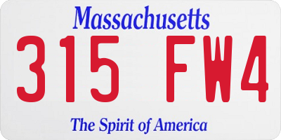 MA license plate 315FW4