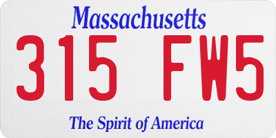 MA license plate 315FW5