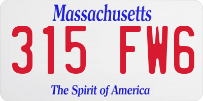 MA license plate 315FW6