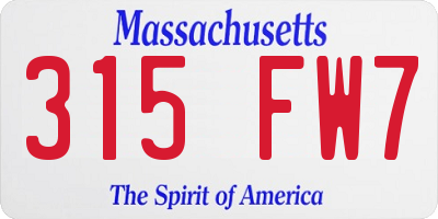 MA license plate 315FW7
