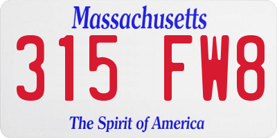 MA license plate 315FW8