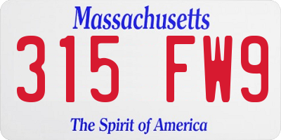 MA license plate 315FW9
