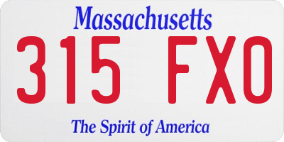 MA license plate 315FX0