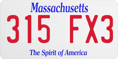 MA license plate 315FX3