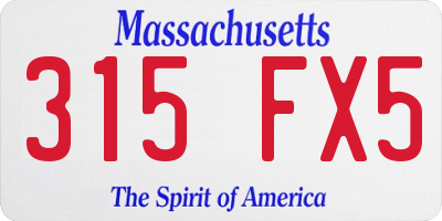 MA license plate 315FX5