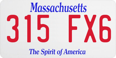 MA license plate 315FX6