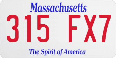 MA license plate 315FX7
