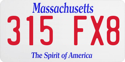MA license plate 315FX8