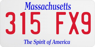 MA license plate 315FX9