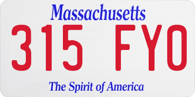 MA license plate 315FY0