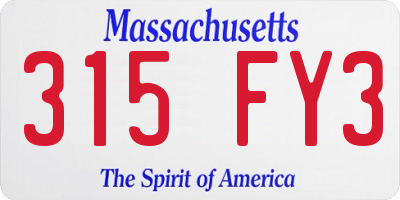 MA license plate 315FY3