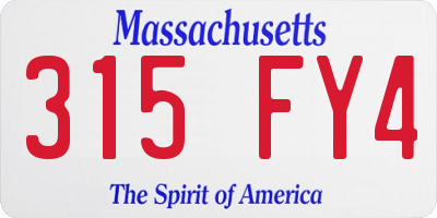 MA license plate 315FY4