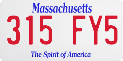 MA license plate 315FY5