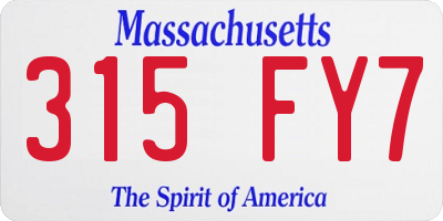 MA license plate 315FY7
