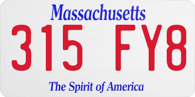 MA license plate 315FY8