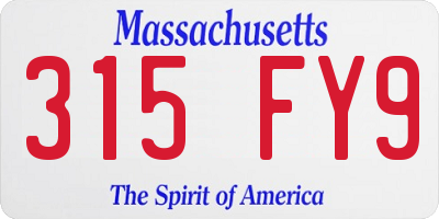 MA license plate 315FY9