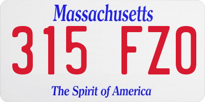 MA license plate 315FZ0