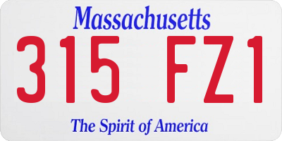 MA license plate 315FZ1