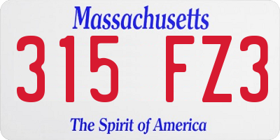 MA license plate 315FZ3