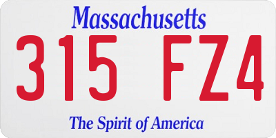 MA license plate 315FZ4