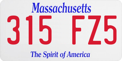 MA license plate 315FZ5