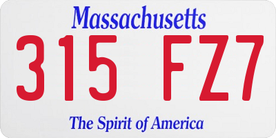 MA license plate 315FZ7