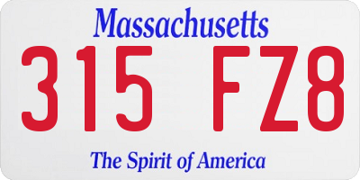 MA license plate 315FZ8