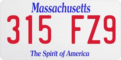 MA license plate 315FZ9