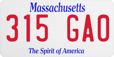 MA license plate 315GA0