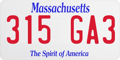 MA license plate 315GA3