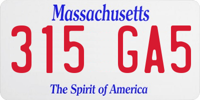 MA license plate 315GA5