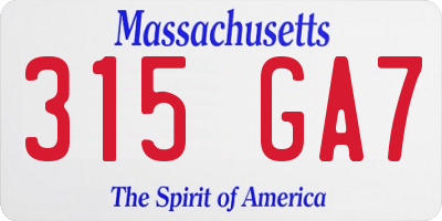 MA license plate 315GA7