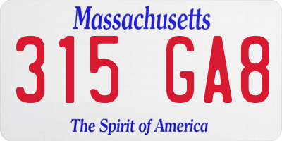 MA license plate 315GA8