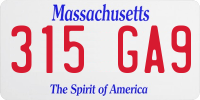 MA license plate 315GA9