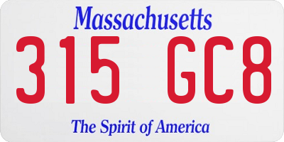MA license plate 315GC8