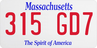 MA license plate 315GD7