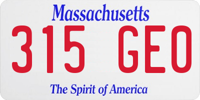 MA license plate 315GE0