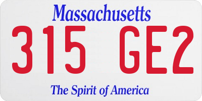 MA license plate 315GE2