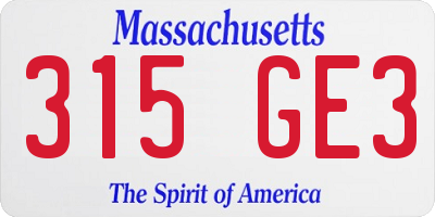 MA license plate 315GE3