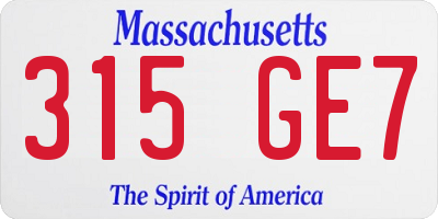 MA license plate 315GE7
