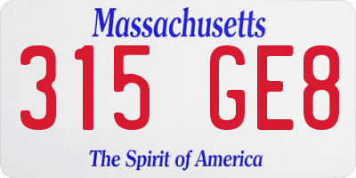 MA license plate 315GE8
