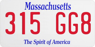 MA license plate 315GG8