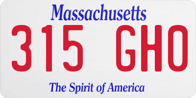 MA license plate 315GH0