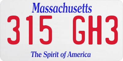 MA license plate 315GH3