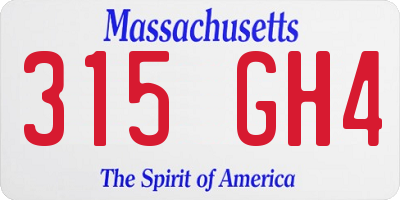 MA license plate 315GH4