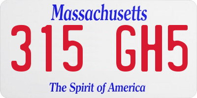 MA license plate 315GH5