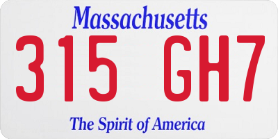 MA license plate 315GH7